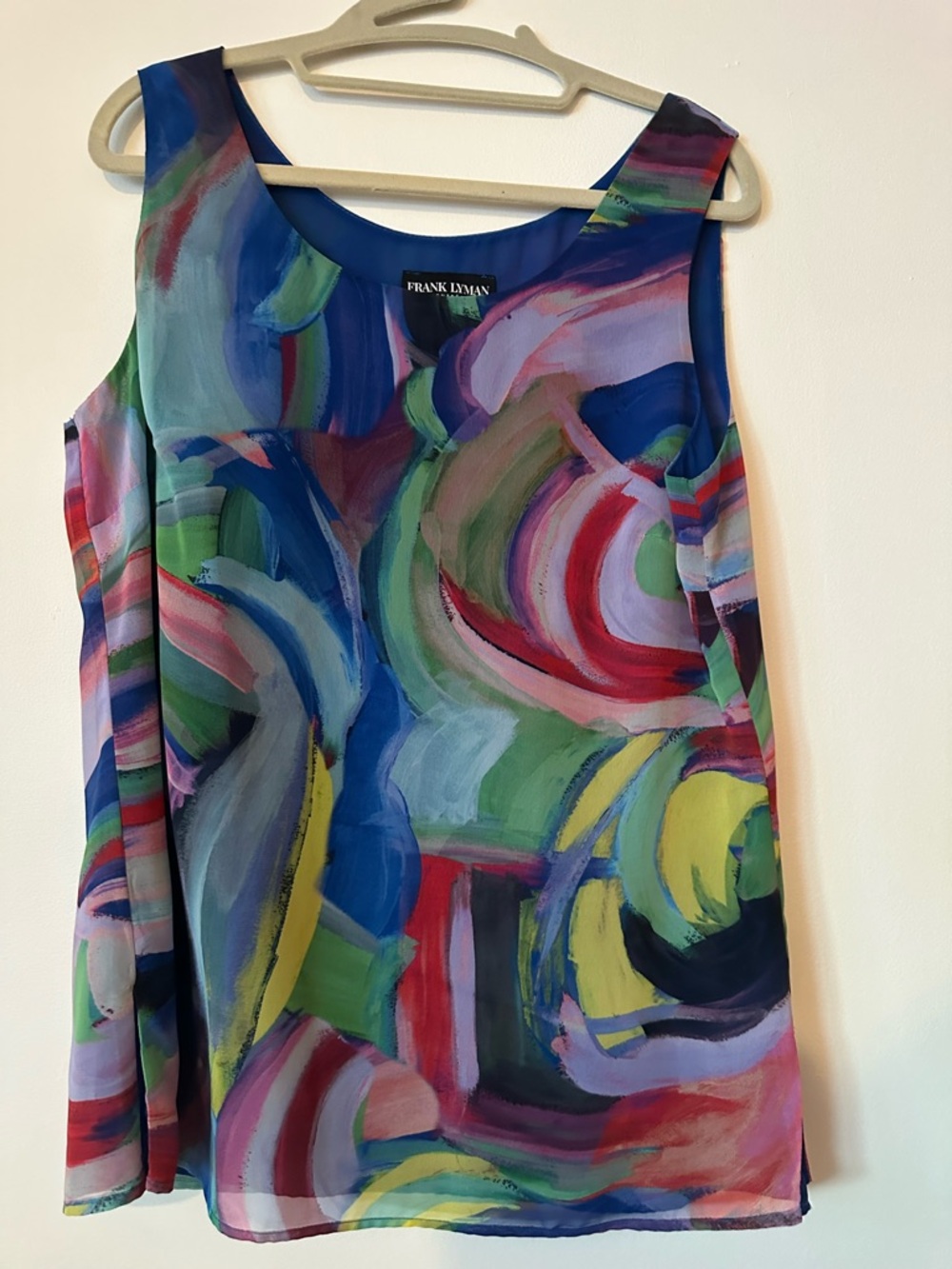 Frank Lyman Design Multicolor Abstract Sleeveless lined layered top